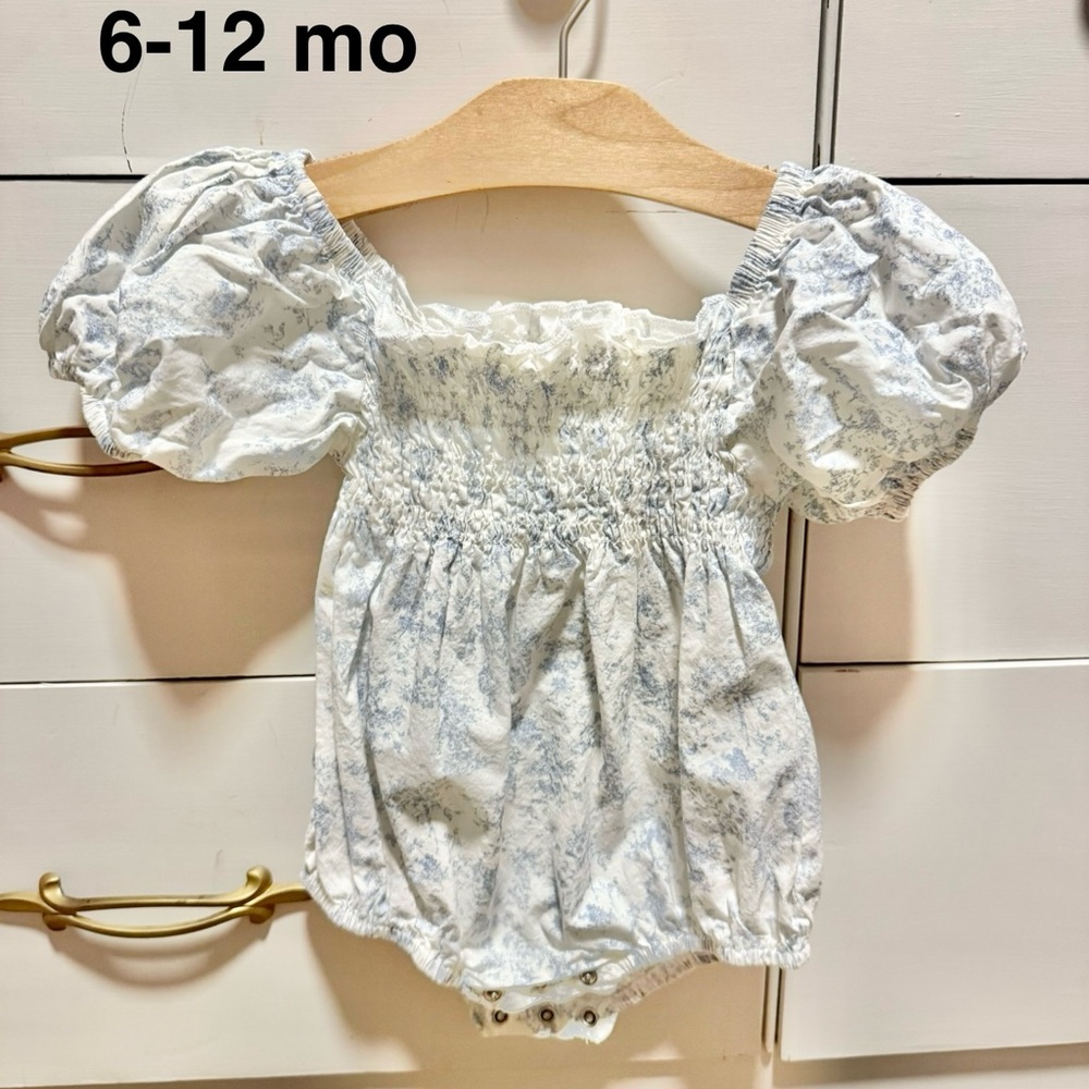 Cream & blue Romper
